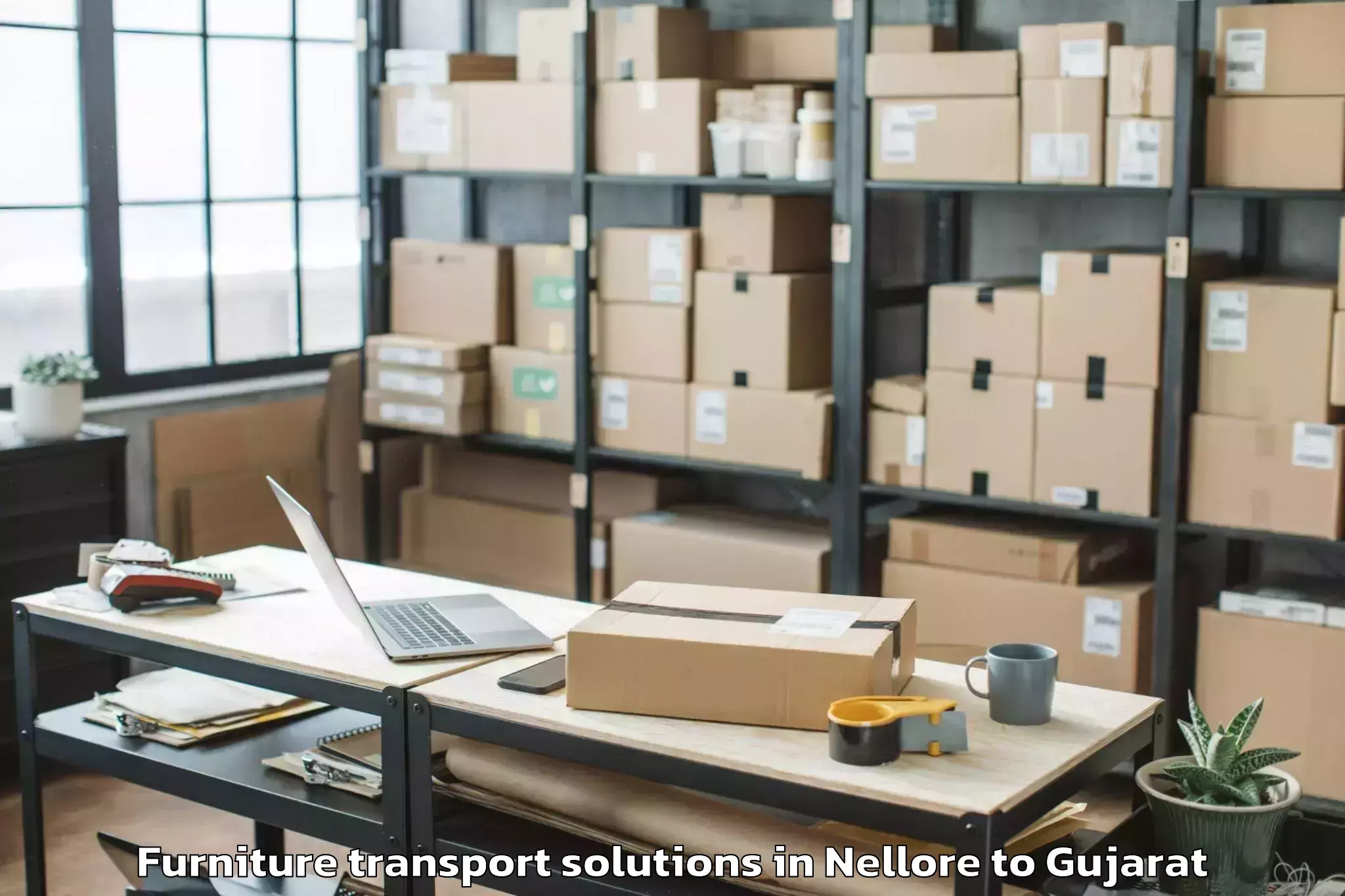 Top Nellore to Gussar Furniture Transport Solutions Available